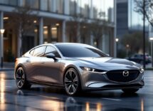 Nuova Mazda6e elettrica in un ambiente urbano elegante