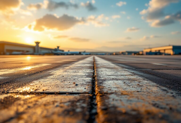 Aeroporto d'Abruzzo con aerei e turisti in arrivo