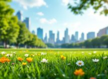 Bambini che giocano in un parco verde