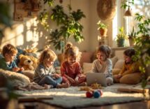 Bambini che esplorano emozioni durante un'attività educativa