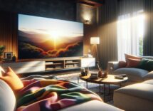 Famiglia che guarda un film insieme sul divano