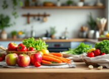 Genitori che insegnano ai bambini a mangiare sano