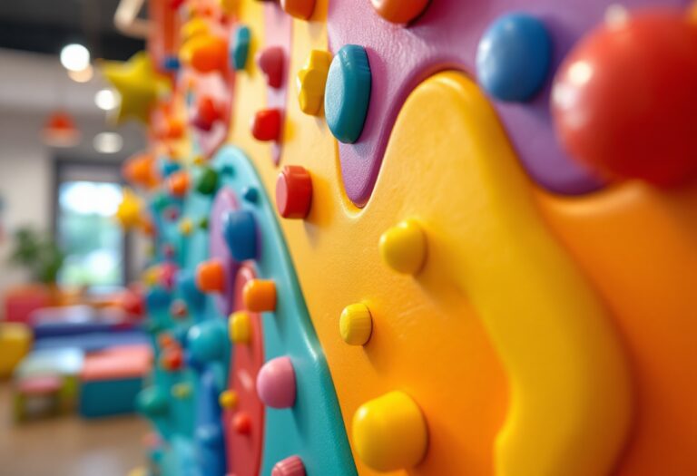 Bambini che interagiscono con una parete multisensoriale