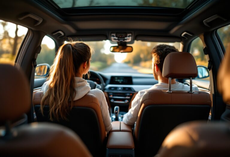 Famiglia in viaggio su strada con BMW, comfort e sicurezza