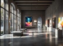 Famiglie in visita al museo Madre con bambini