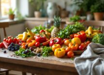Piatto sano con alimenti freschi per una vita lunga