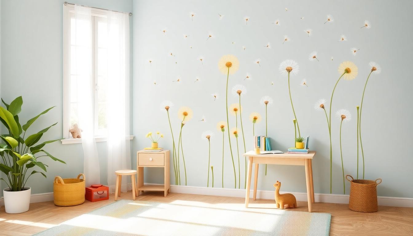 decorare la cameretta con adesivi murali a tema soffione 1748822687