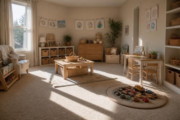 Casa ordinata con bambini: ceste, rotazione e zone