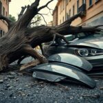 Caduta di un albero in via Cherso: due vetture danneggiate al Collatino