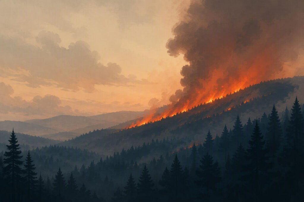 Incendio boschivo rilevato a 26,9 km da Roma