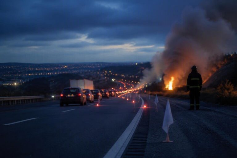 Incendio autostrada Roma-Fiumicino: traffico bloccato e soccorsi in azione