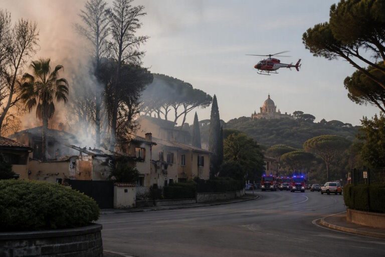Roma in fiamme: via Ardeatina chiusa per vasto incendio vicino al Divino Amore
