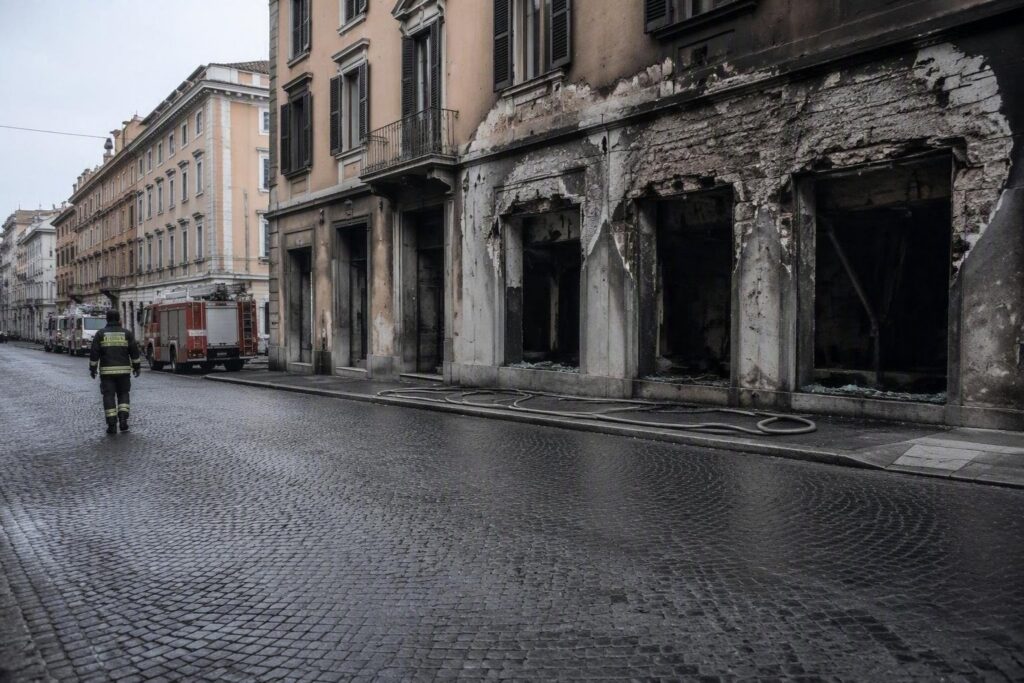 Fiamme all’Esquilino: vigili del fuoco in azione per un rogo in via di Sant’Antonio