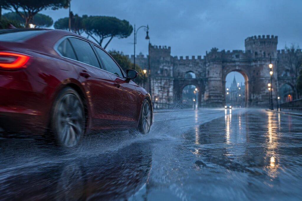 Roma sotto una bomba d’acqua: allerta arancione e traffico paralizzato
