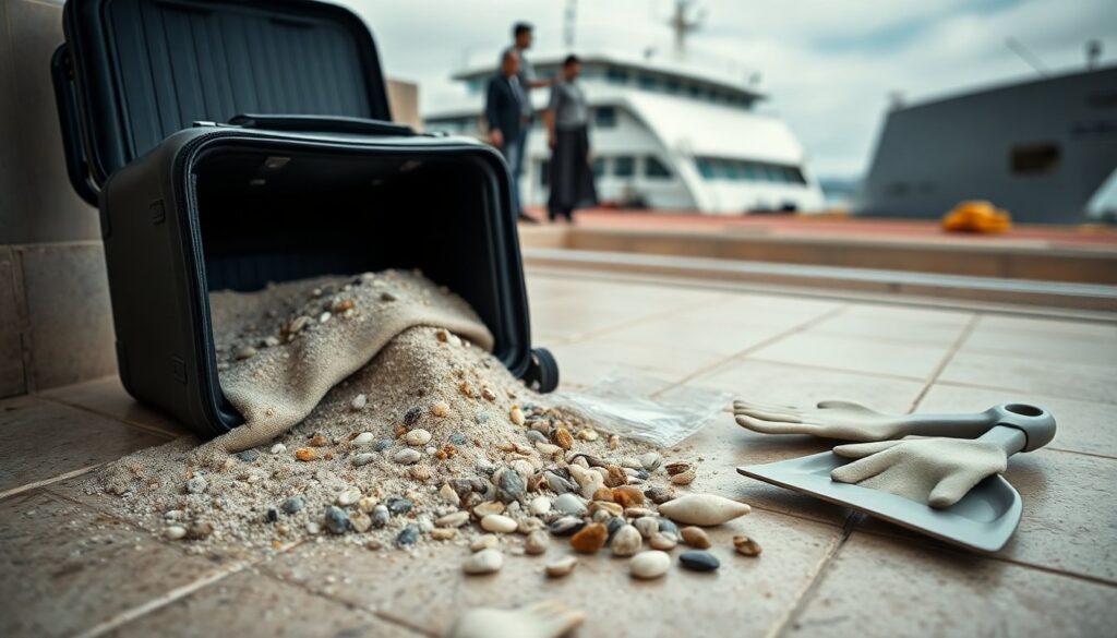 Donna fermata a Porto Torres con sabbia e ciottoli presi da Stintino