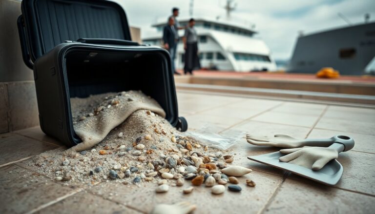 Donna fermata a Porto Torres con sabbia e ciottoli presi da Stintino