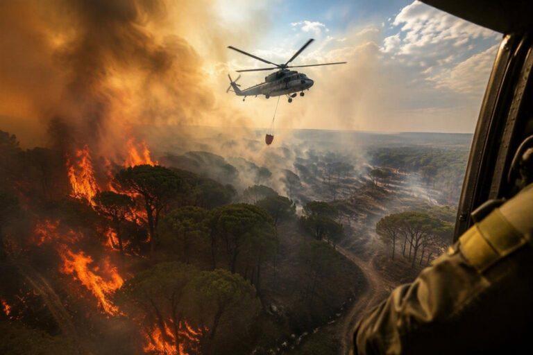 Corpo Forestale della Sardegna interviene con mezzi aerei per spegnere incendio a Padru