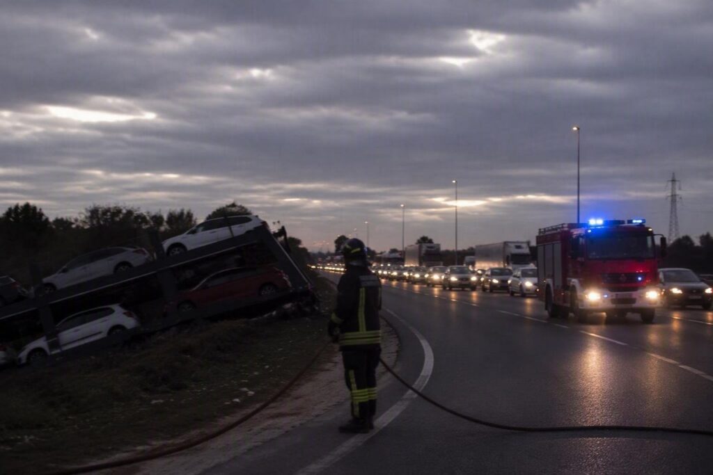 Grave incidente stradale a Bari: autotreni fuori controllo e intervento dei Vigili del Fuoco