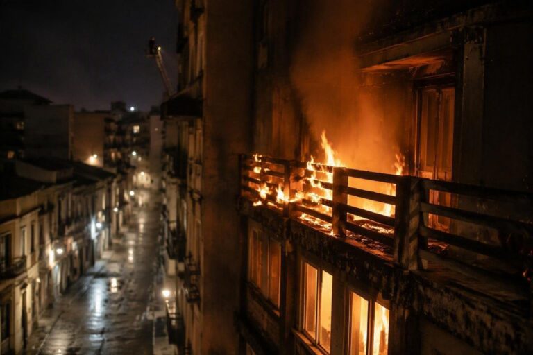 Nuoro, incendio in via Gramsci: vigili del fuoco in azione