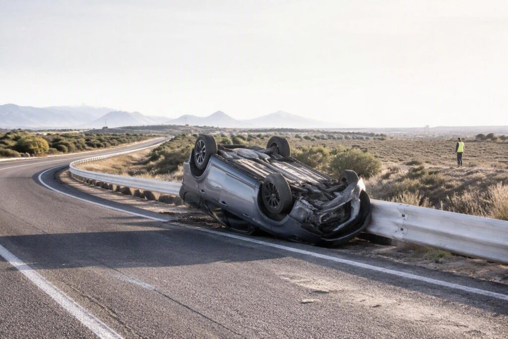 Grave incidente a Siniscola: Nissan Qashqai sfonda guardrail e precipita