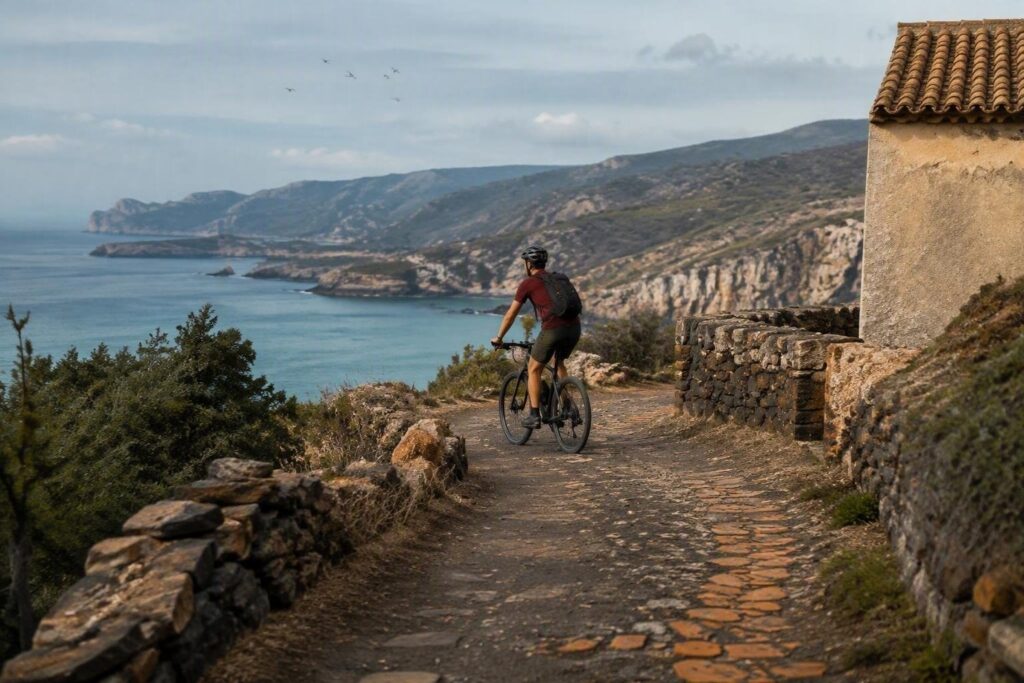 Mappa dei percorsi ciclabili in Sardegna con dislivelli e servizi