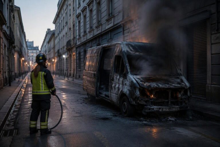 Furgone bruciato a Assemini: i pompieri in azione