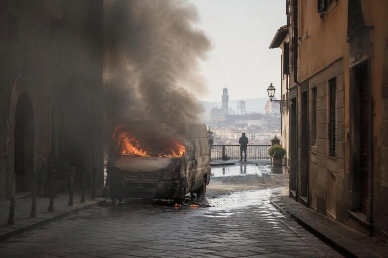 Incendio di un autocarro parcheggiato in via Piave ad Assemini