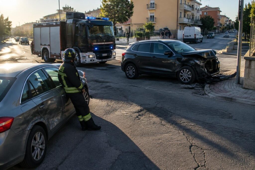 Scontro frontale in via Cagliari a Elmas: intervento dei vigili del fuoco