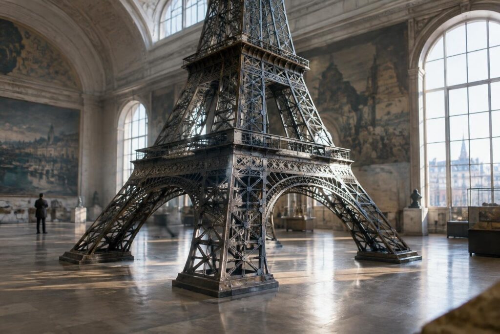 Scultura di ferro della Tour Eiffel: la performance di Ziranu a Parigi