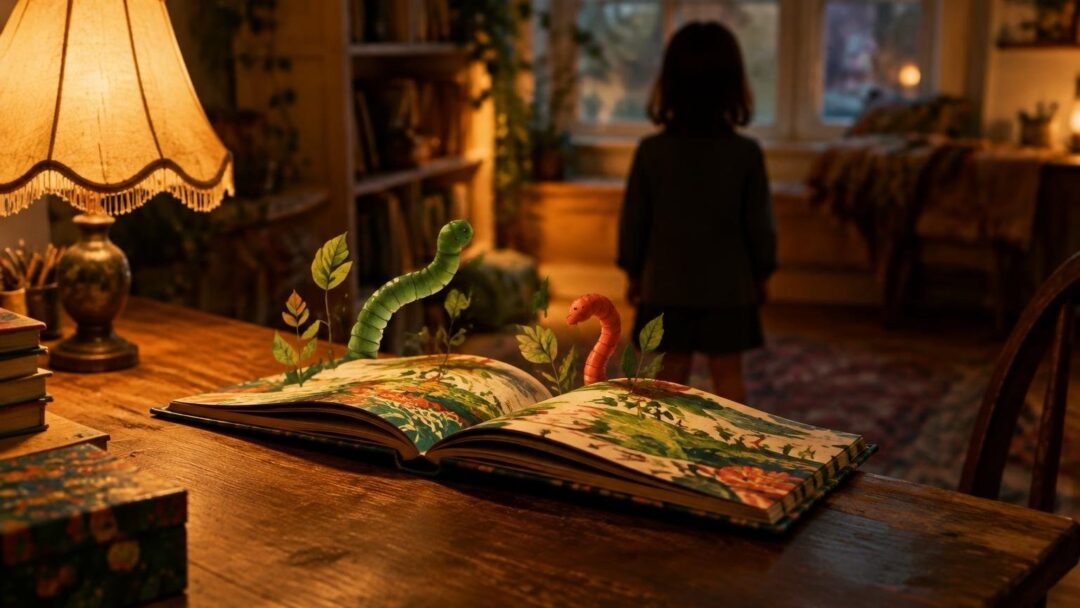 Sibling rivalry gets squirmy in Julie’s worm-filled picture book
