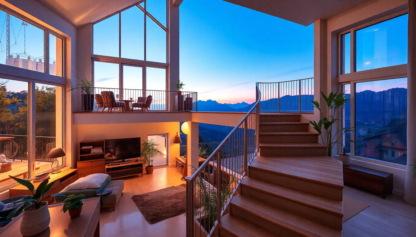 Discover a stunning two-level apartment with panoramic views