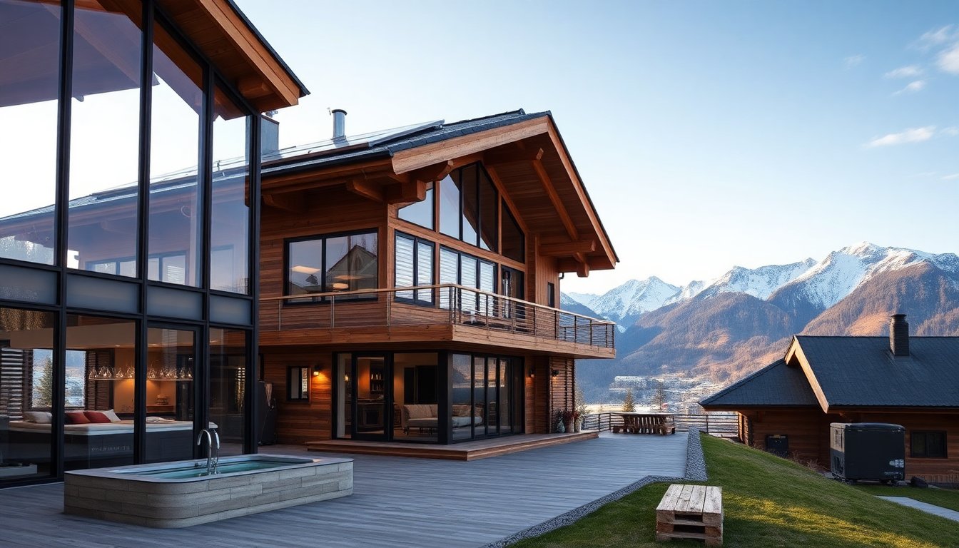 Luxury chalet in Crans-Montana with spa and photovoltaic heat pump system