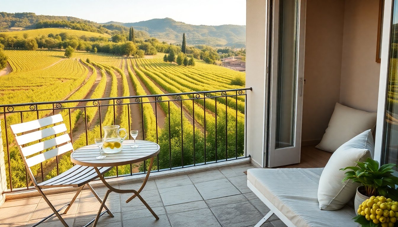 quiet apartment in Rolle amid prosecco vineyards with terrace view