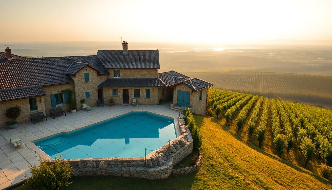 Historic farmhouse with gîtes and pool near Beaujolais and Burgundy for sale