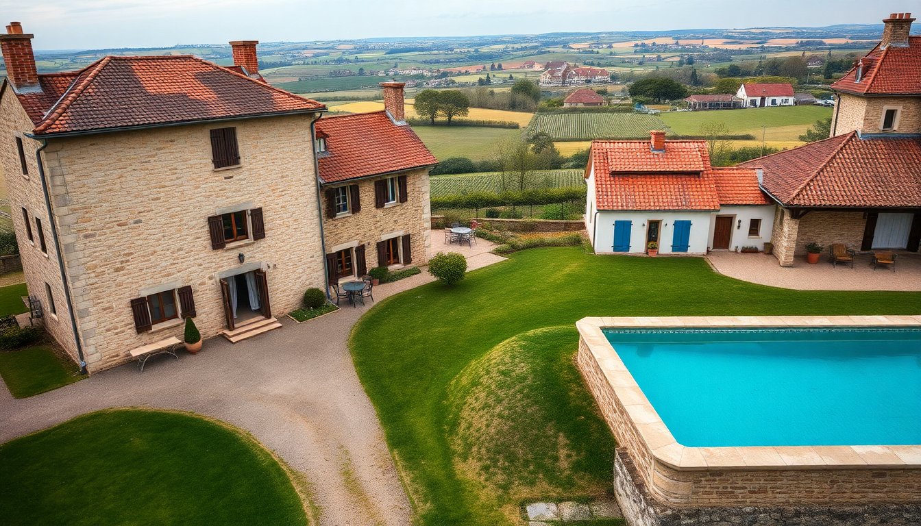 Period property with two rental units and pool near Saint-Amour-Bellevue
