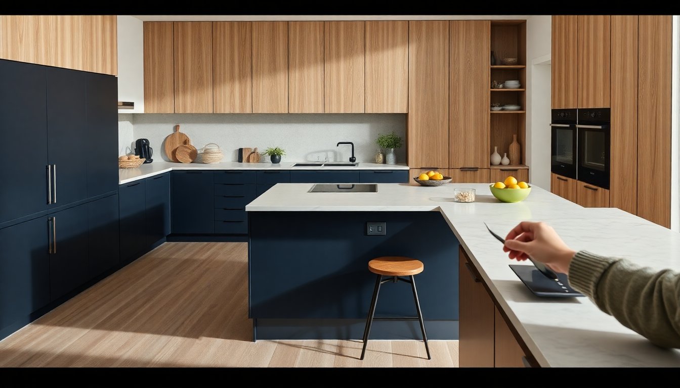 Practical tips for a modern kitchen with peninsula and bicolor finishes