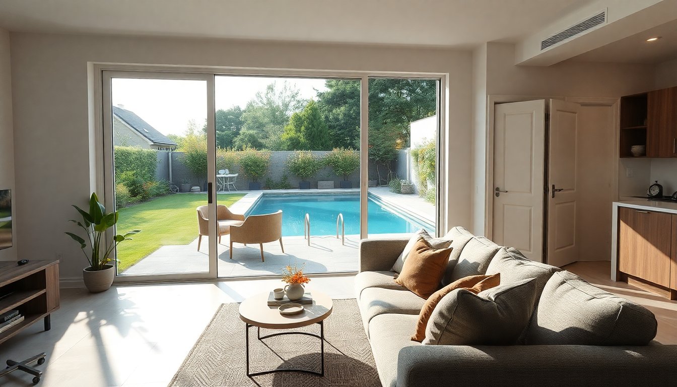 Spacious ground-floor two-room apartment with 300m² garden and pool access