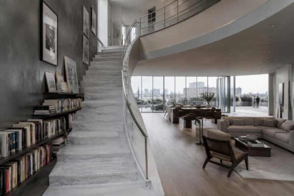 How a custom marble stair and zinc wall define a West Chelsea loft