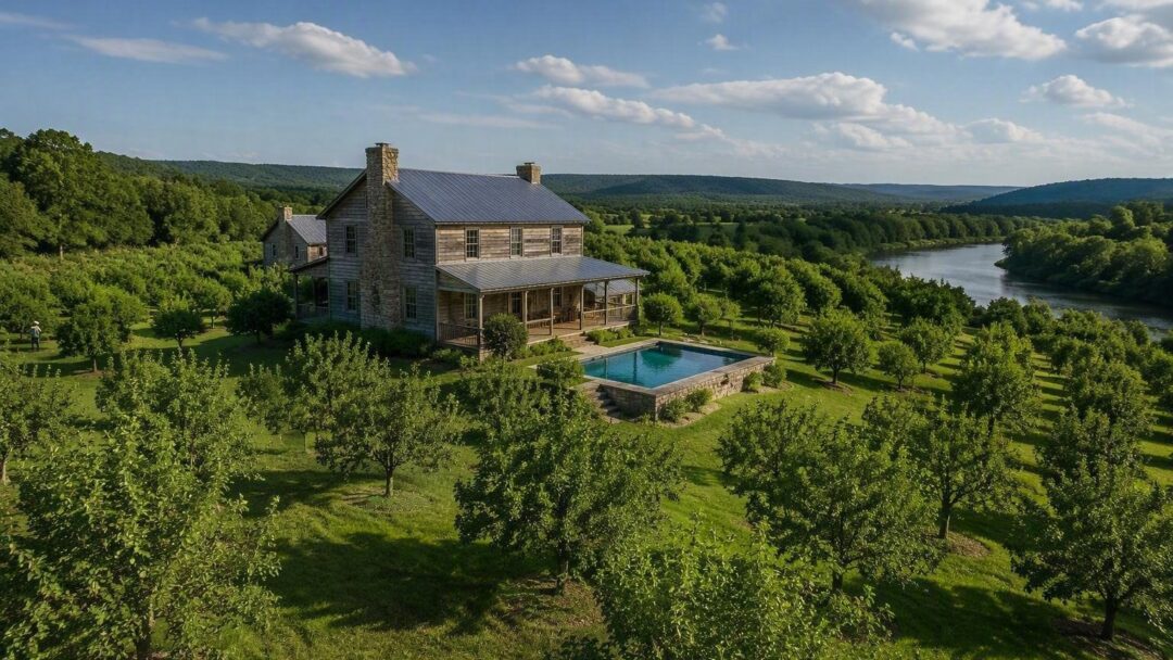 Luxury farmstead in Leiper’s Fork with orchard, pool and river access