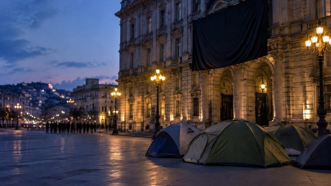 Tent protest outside Naples city hall targets student rent crisis