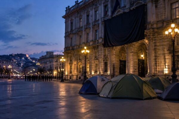Tent protest outside Naples city hall targets student rent crisis