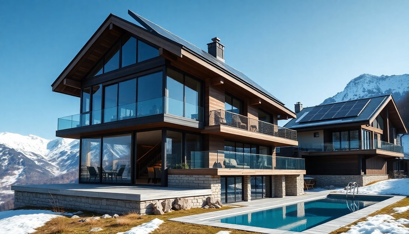 Chalet di lusso a Crans-Montana: proprietà moderna con spa e pannelli solari