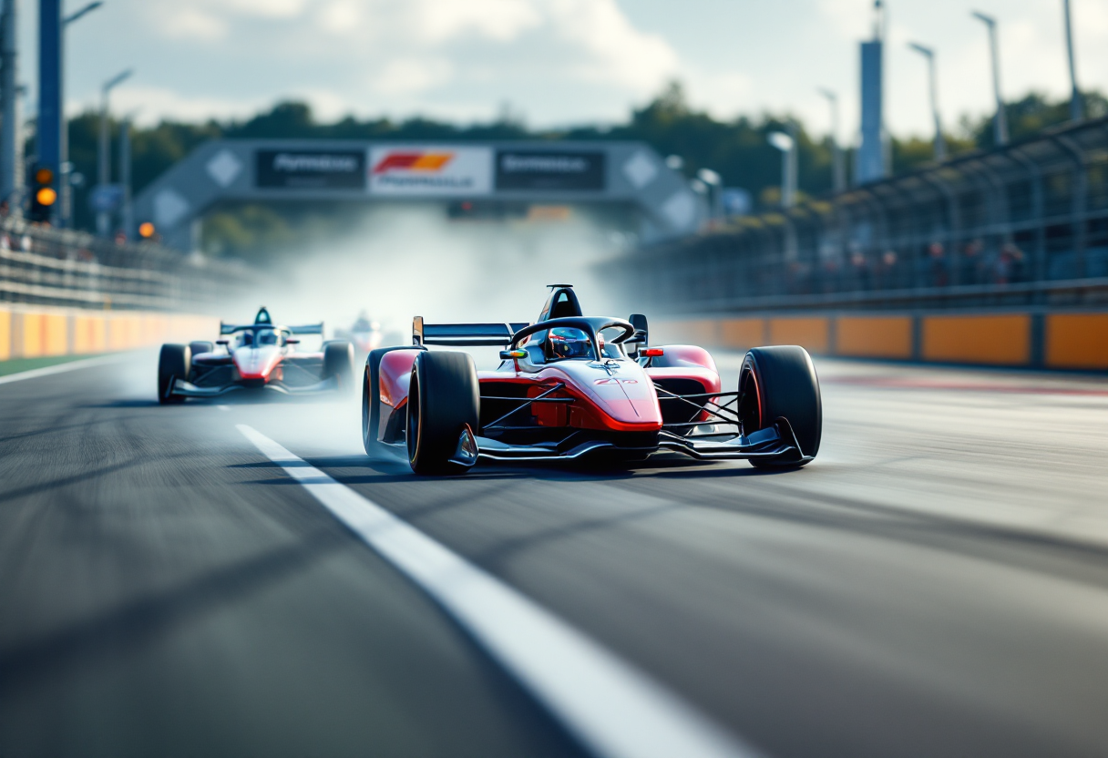 Auto da corsa della Formula E in azione