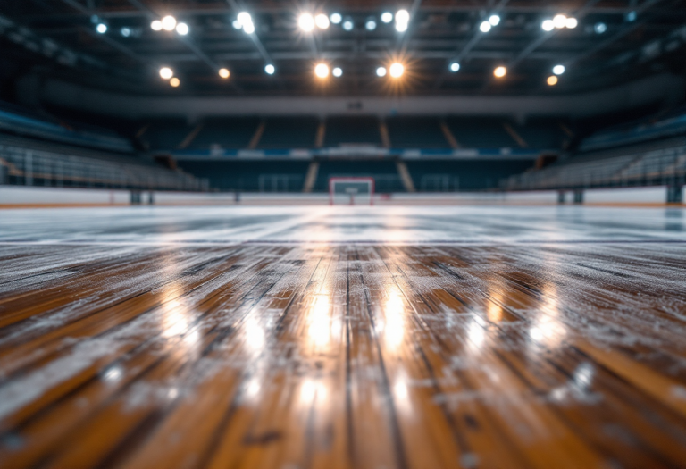 Giocatori di hockey pista in azione durante una partita
