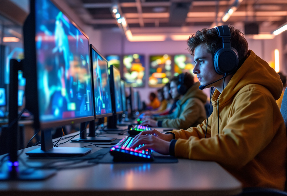 Studenti di Hudson High School partecipano a un torneo di esports