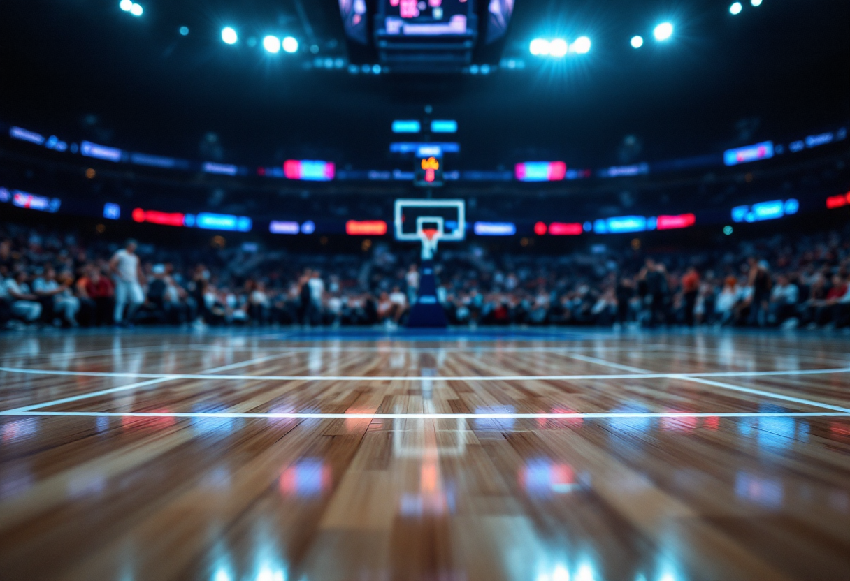 Olimpia Milano e ASVEL Villeurbanne in campo durante Eurolega