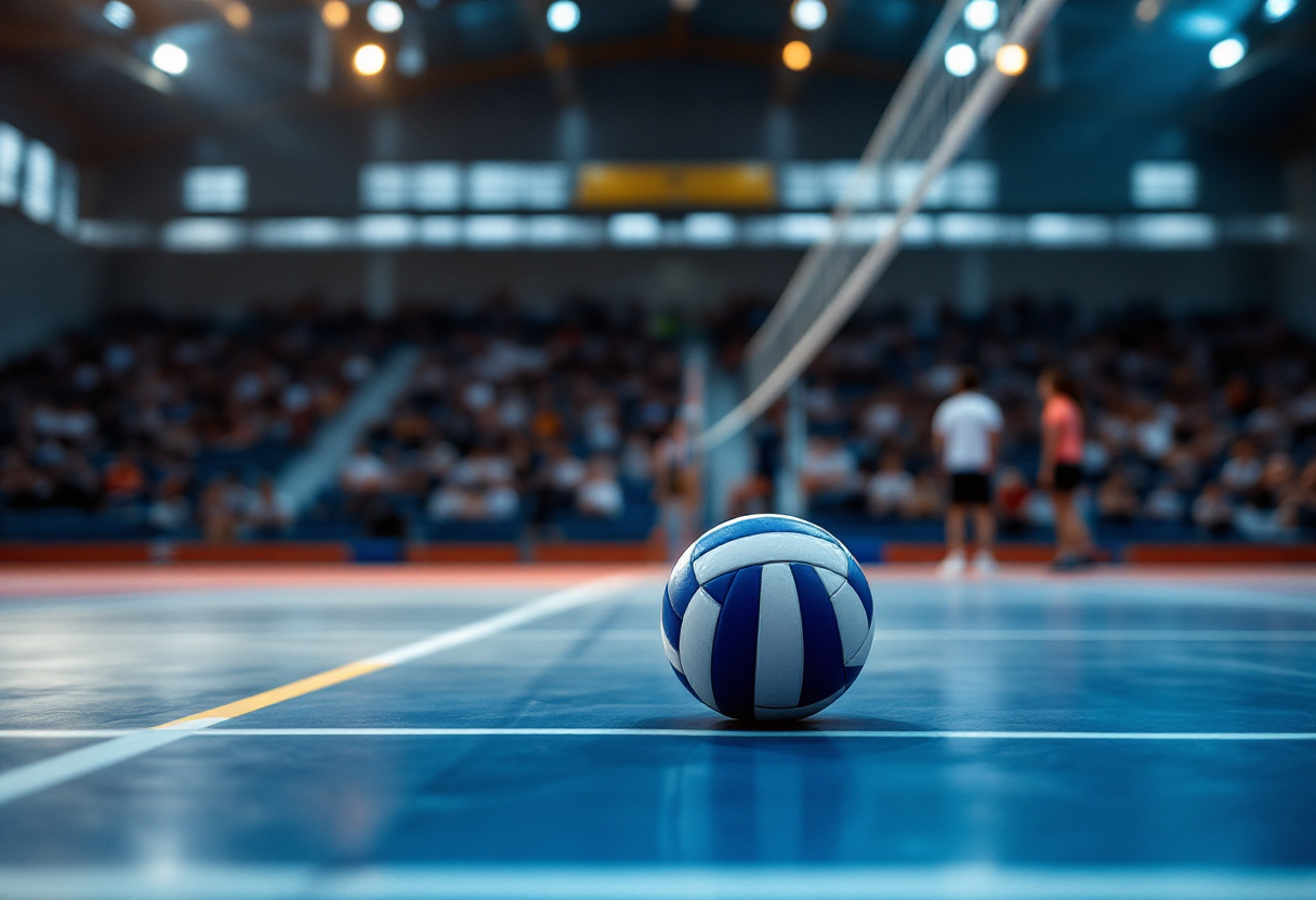 Giocatori di pallavolo in azione durante la partita Grosseto-Pomezia