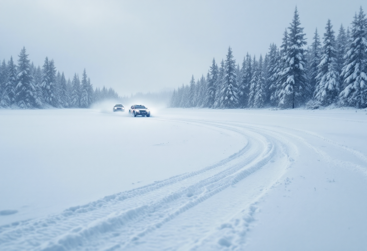Rally invernali ERC 2026 con auto su neve