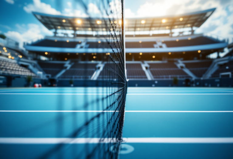 Giocatore di tennis in azione, aspirante top 100