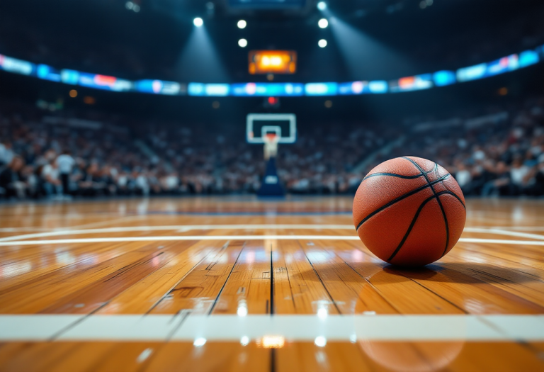 Giocatori del Napoli Basket festeggiano la vittoria contro Sassari